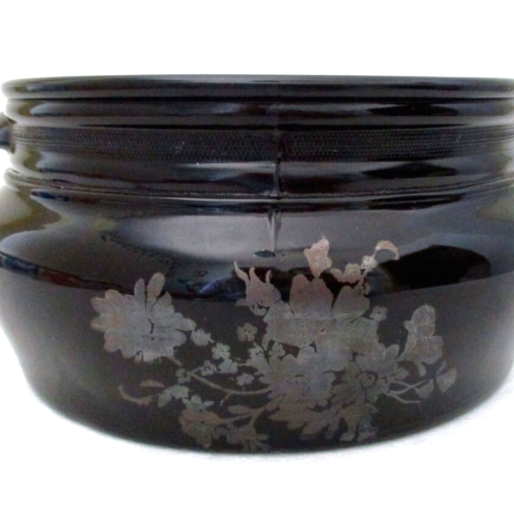 Check out this stunning Black Amethyst vintage flower serving dish!